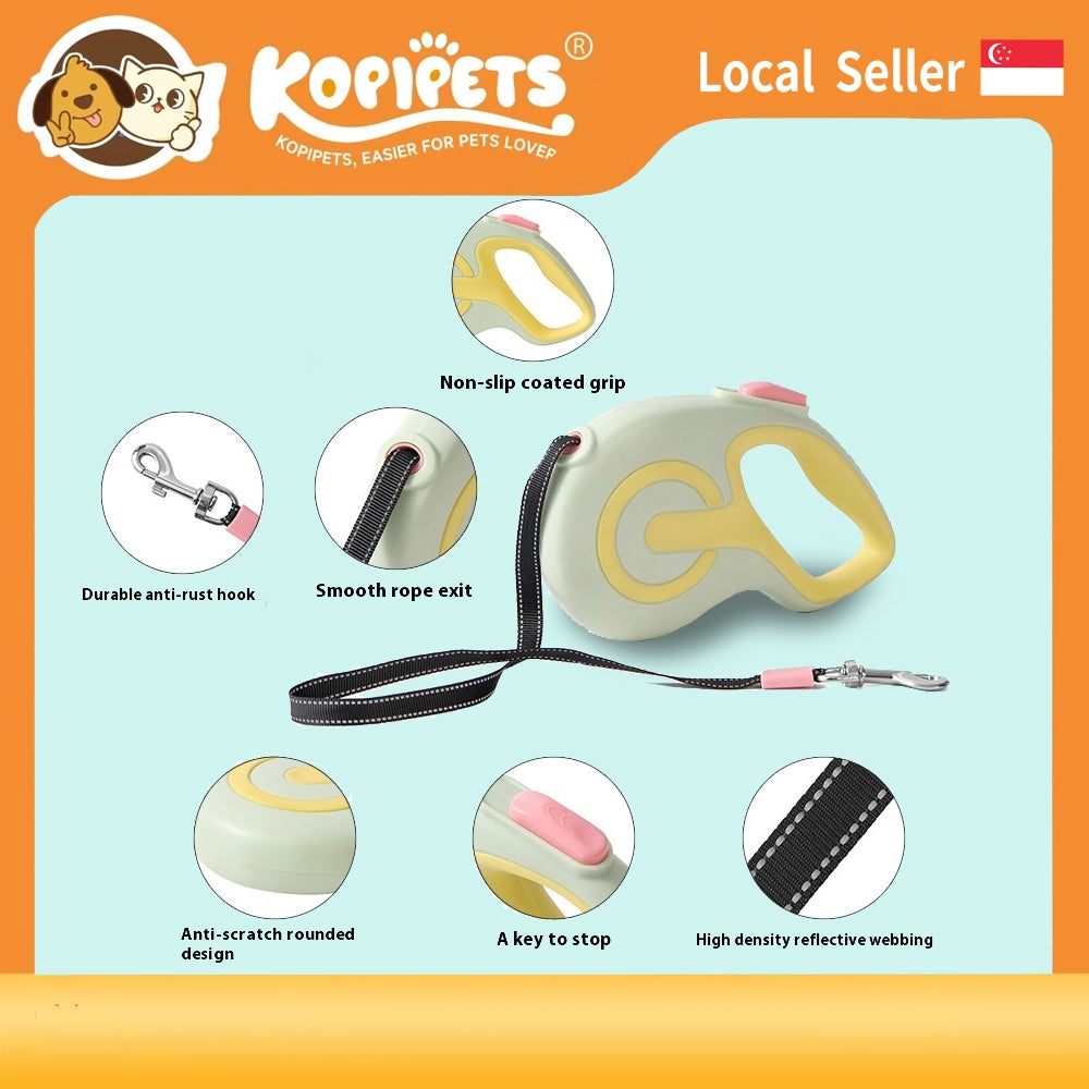 Kopipets Local Seller Multi-Color Automatic Retractable Leash for Small to Medium Pets Tangle-Free