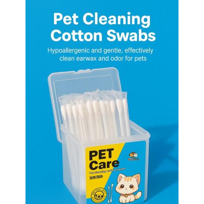 Kopipets Essential Oil/Bulb Tip 200Pcs Pet Cotton Swabs Bulb Tip Gentle Ear&Eye Care for Cats & Dogs