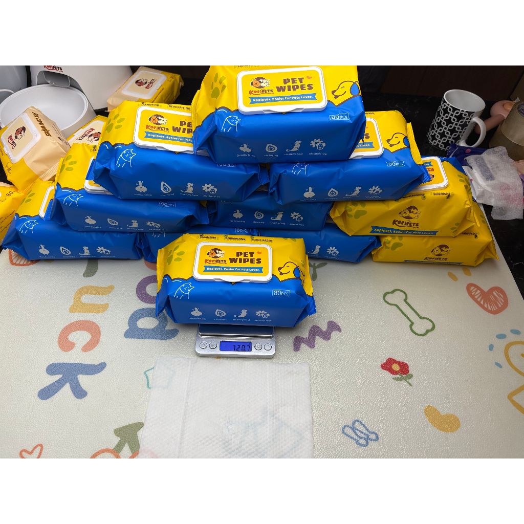 Kopipets Local Seller Jumbo Pet Wet Wipes 200×150mm 720g Extra Thick Alcohol-Free Moist & Gentle