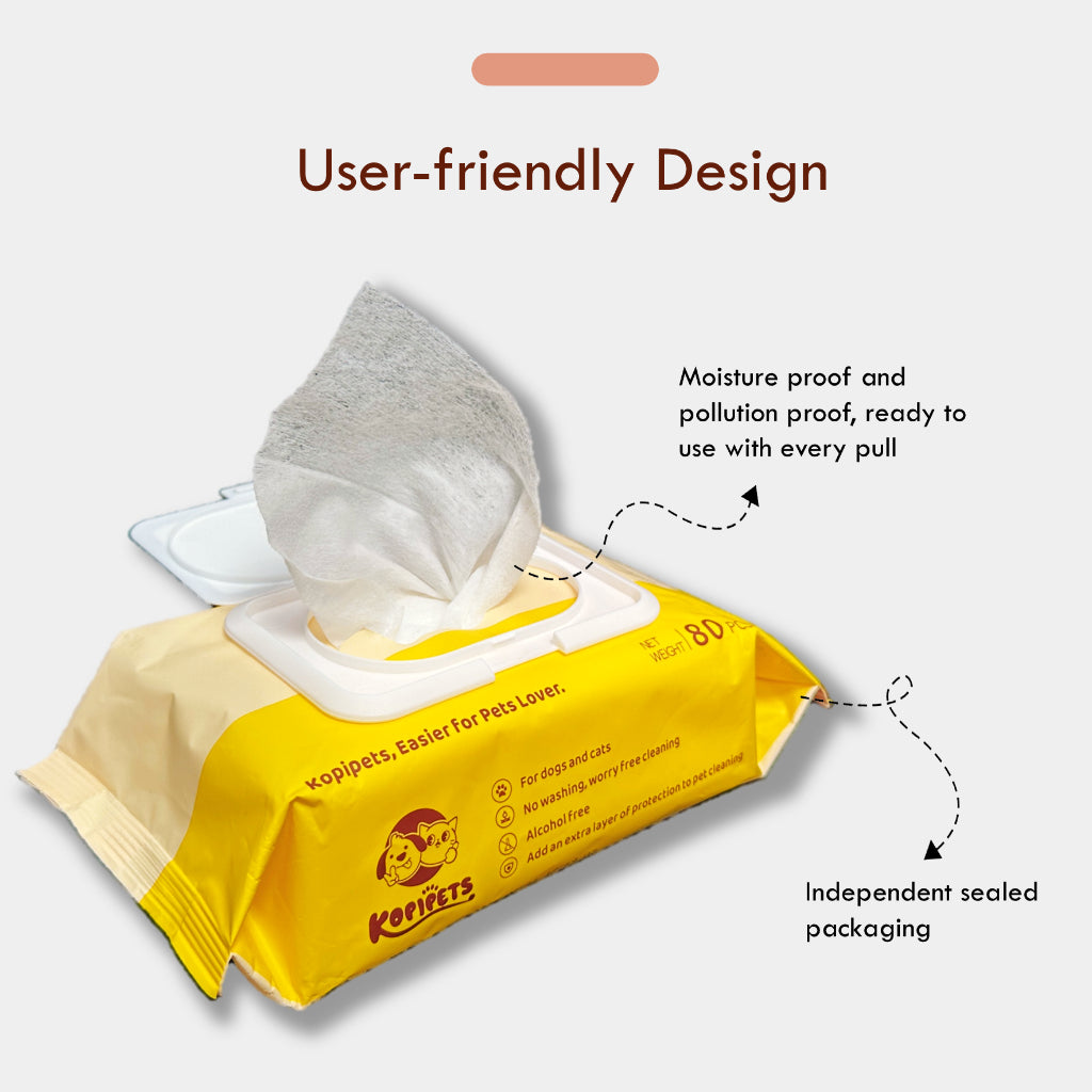 Kopipets Local Seller Moist Pet Wet Wipes 165mm×120mm 368g Alcohol-Free Extra Moist 30 Day Fresh
