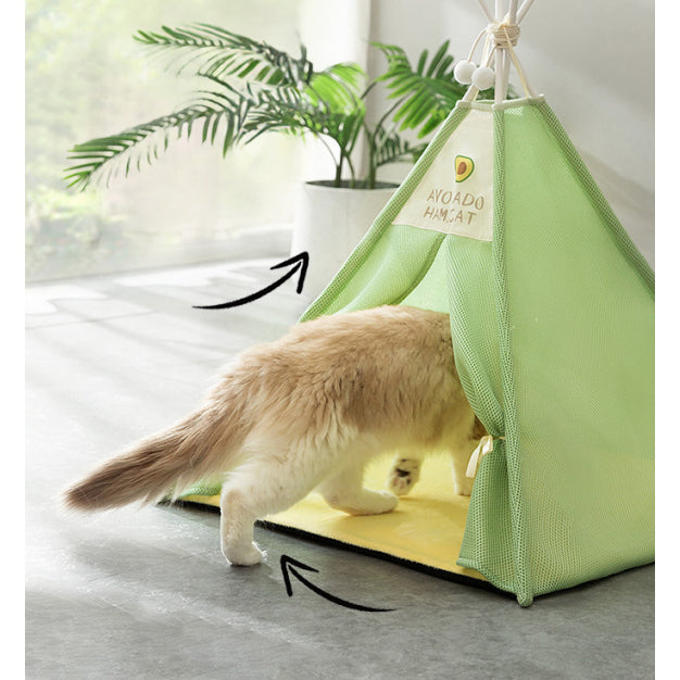 Kopipets Local Seller Cat Tent Tent Bed Pet Nest – Washable Canvas & Solid Wood | Foldable Triangle