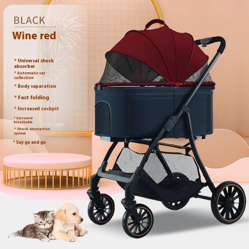 Kopipets Local Seller 3-in-1 Foldable Pet Stroller with Detachable Carrier Lightweight Portable