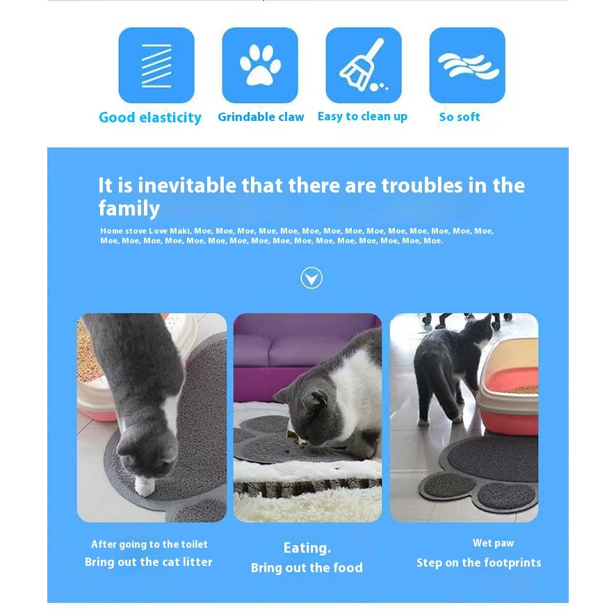 Kopipets Local Seller Paw-Shaped Cat Litter Mat Non-Slip with Built-in Litter Filter Easy Clean&Trap