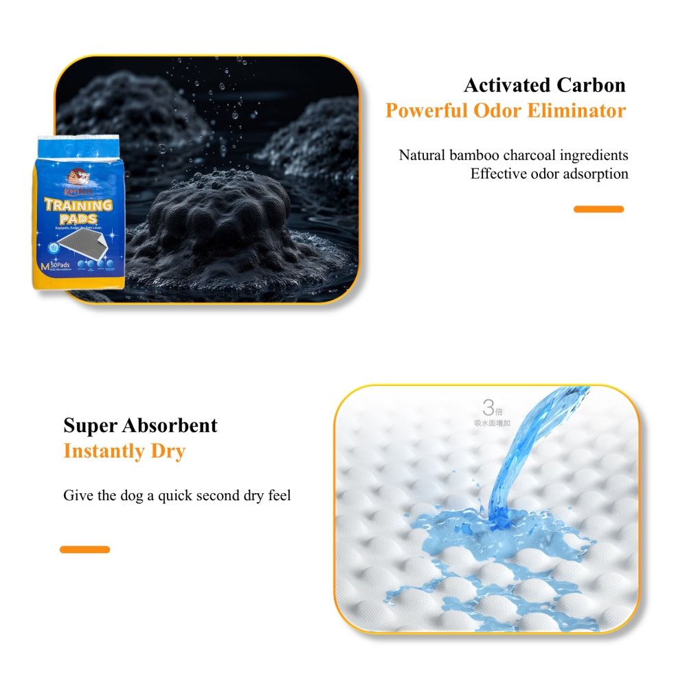 Kopipets Local Seller 1408g Activated Charcoal Pee Pads Super Absorbent 4-Side Adhesive Floor-Safety