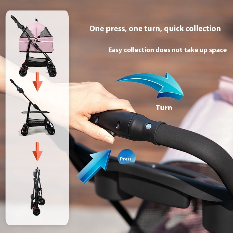 Kopipets Local Seller 3-in-1 Foldable Pet Stroller with Detachable Carrier Lightweight Portable