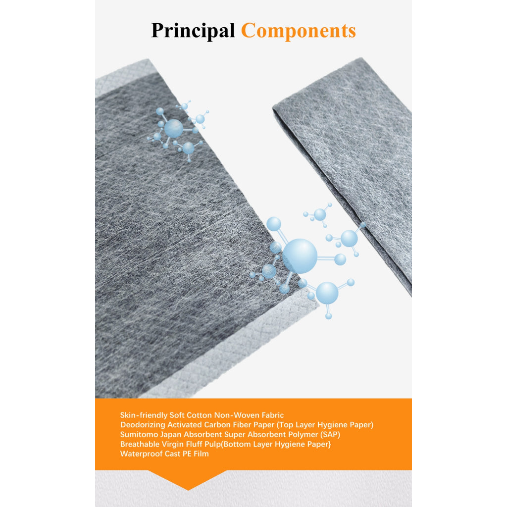 Kopipets Local Seller 1408g Activated Charcoal Pee Pads Super Absorbent 4-Side Adhesive Floor-Safety