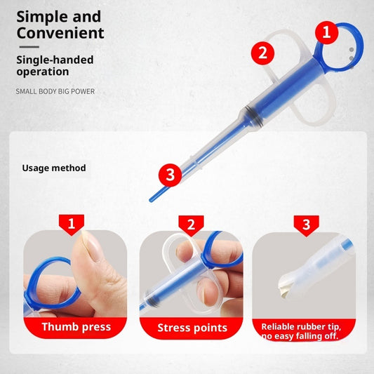 Upgraded Pet Pill Feeder | Dual-Head Push-Type Cat Dog Medicine Dispenser | Dry & Wet Use Pill Syringe Feeder