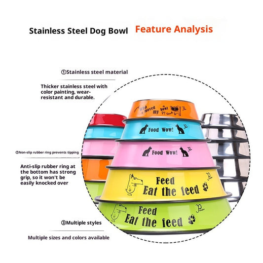 Kopipets Colorful Stainless Steel Pet Bowl | Non-Slip & Bite-Resistant | Durable Anti-Tip Design | Easy to Clean
