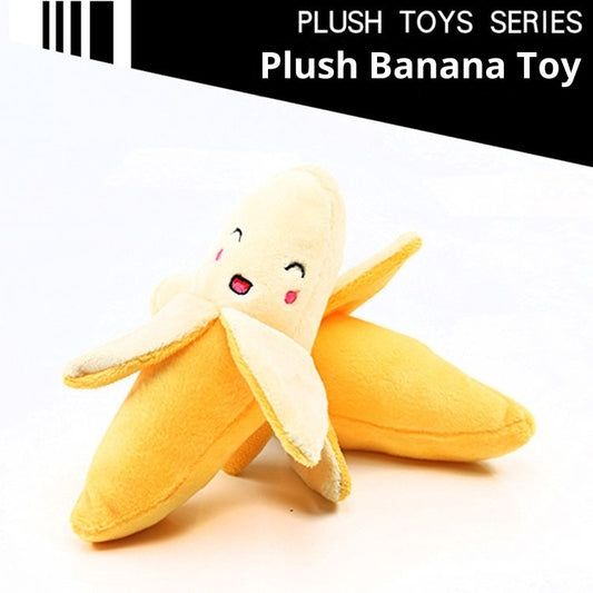 Yellow Banana Pet Toy Plush Squeaky BB Sound Dog Cat Interactive Toy Cute Companion