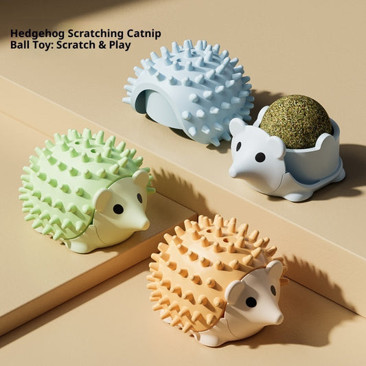 Kopipets Hedgehog Catnip Lick Ball Rotatable & Stickable Cat Toy for Scratching, Teeth Cleaning & Fun