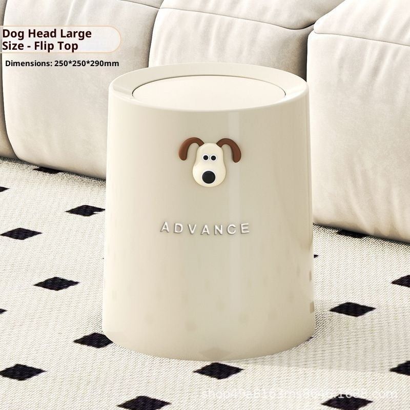 Kopipets Cute Dog Trash Can Large Capacity Home Waste Bin with Flip Lid | Odor-Sealed Aesthetic Storage Bin