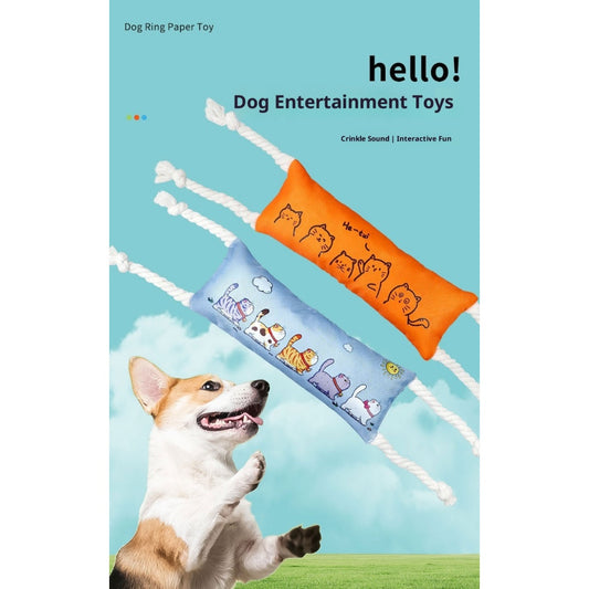 Kopipets Dog Squeaky Toy with Crinkle Sound Cotton Rope Chew Toy Cute Plush for Boredom Relief