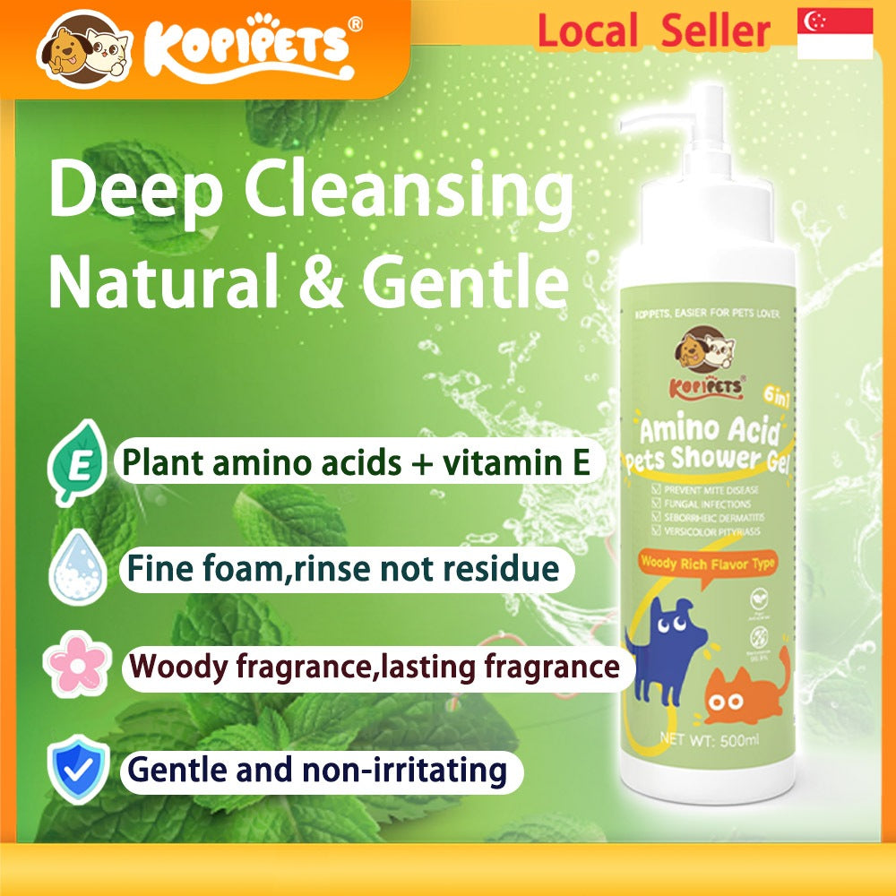 Kopipets Amino Acid Pet Shampoo 500ml|Nourishes Coat, Soft & Shiny, Reduces Tangles, Boosts Fluffiness & Elasticity
