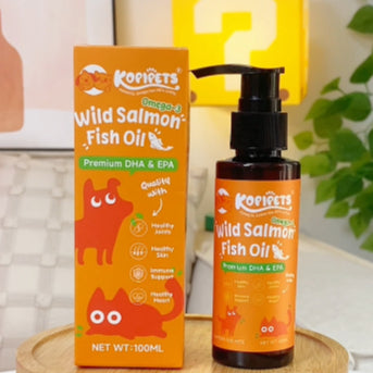 Kopipets Salmon Oil for Dogs & Cats Omega-3 DHA & EPA Shiny Coat Less Shedding Joint & Heart Health