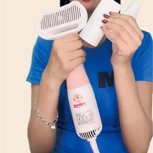 Kopipets 2-in-1 Pet Blow Dry Brush Low Noise Hair Dryer&Comb for Dogs (Poodle/Teddy)&Cats,Anti-Shed