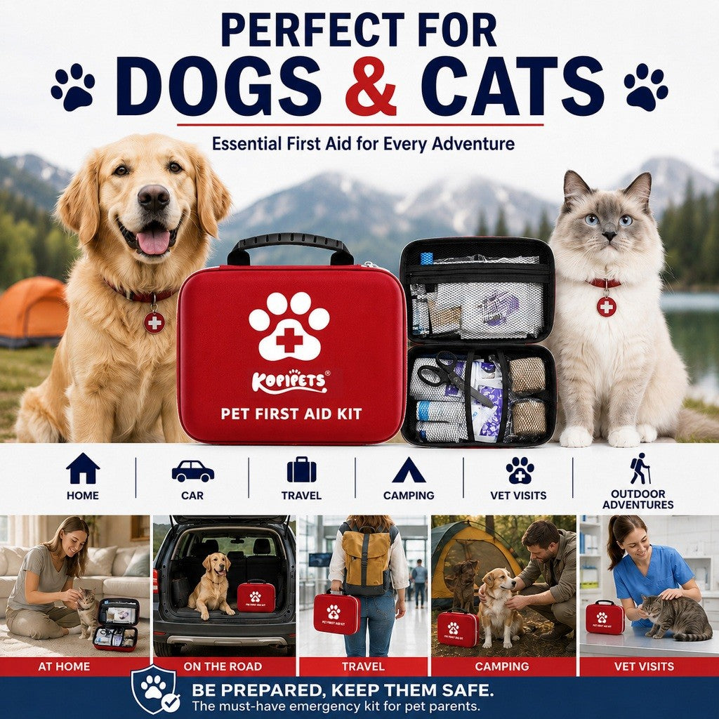 KOPIPETS Pet First Aid Kit 101PCS Emergency Medical Kit for Dogs Cats Travel Home Outdoor EVA Case