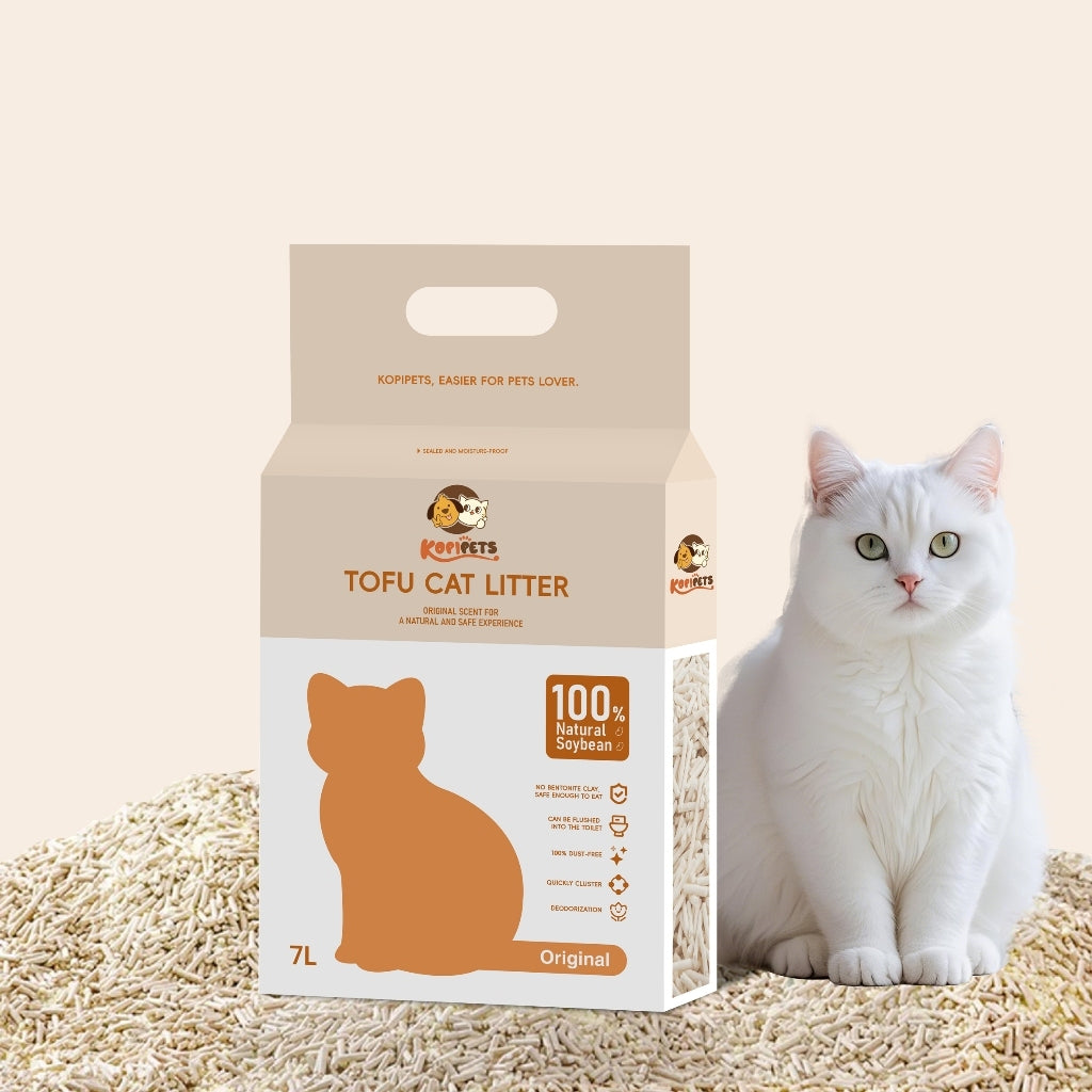 Kopipets SG No.1 Safest 100% Natural Tofu Cat Litter 2.1kg Hypo 1.5 mm Soya Pellets Dust-Free Flush