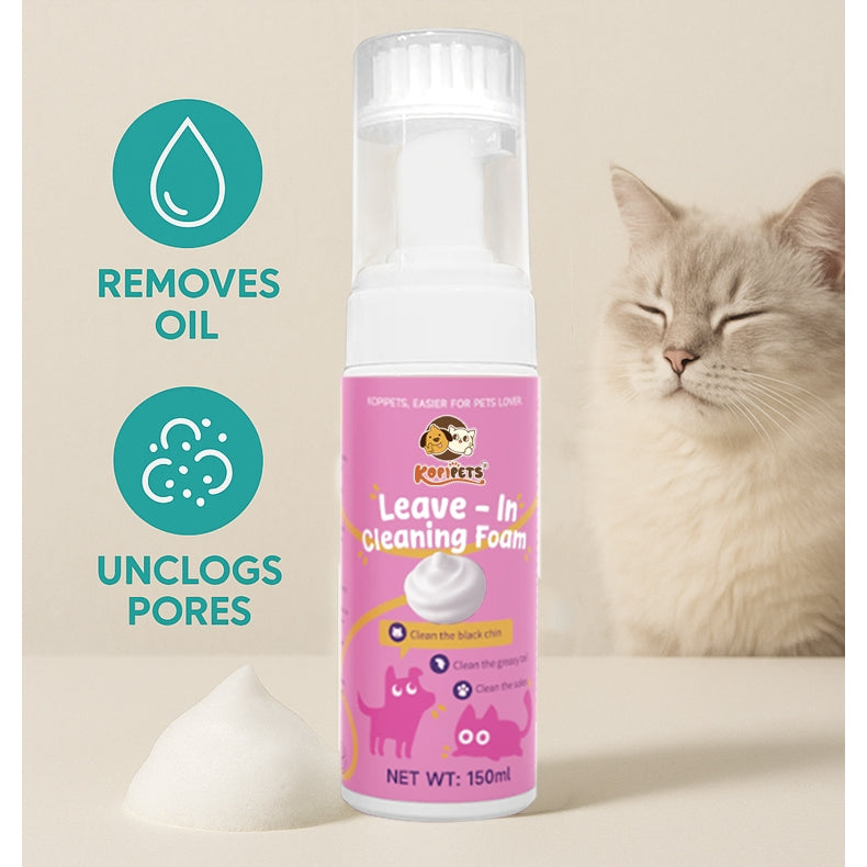 KOPIPETS 150ml Pet Leave-In Cleaning Foam – Effective & Gentle Cleansing for Black Chin, Oily Tail & Paw
