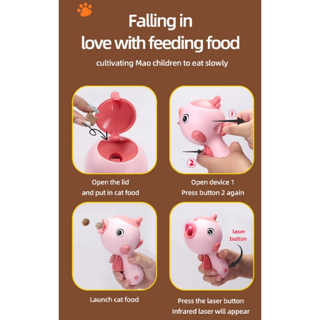 Kopipets Interactive Cat Toy Food Launcher Laser Teaser Pet Treat Dispenser Training Play Entertainment Device