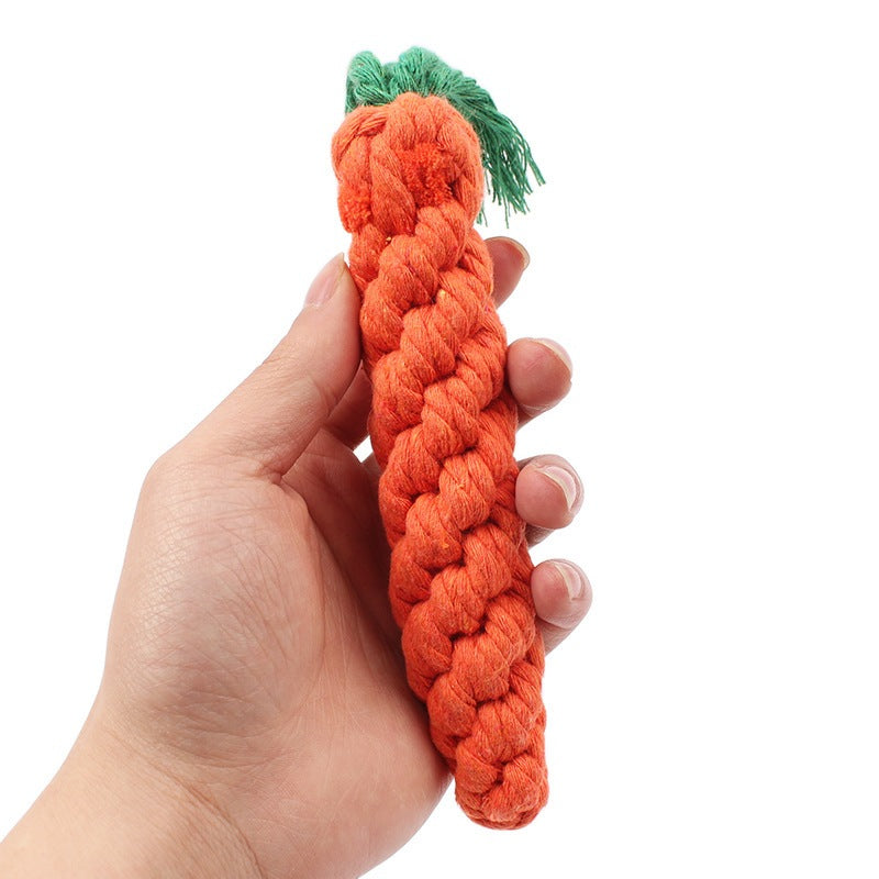 Kopipets Carrot Shape Cotton Rope Dog Toy Chew Knot Teething Toy for Puppies Boredom Relief Training