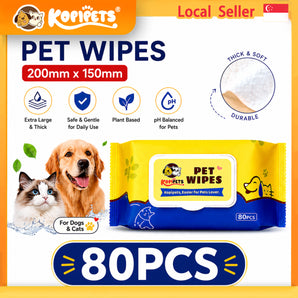 Kopipets large pet wet wipes 200x150mm, 80 pieces, Singapore