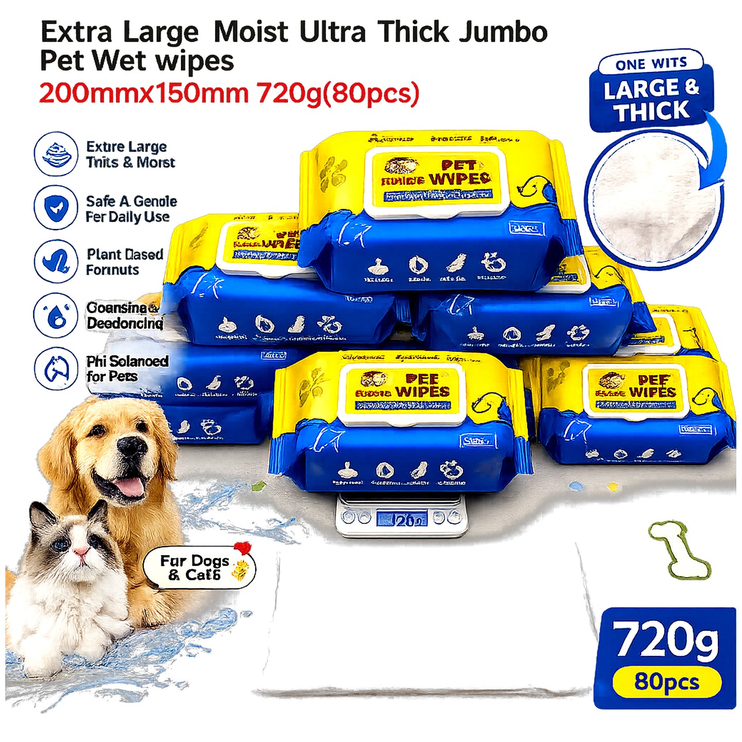 Kopipets Pet Wet Wipes 200x150mm 80pcs