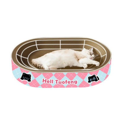 Kopipets Round Cat Scratcher Bed | Thickened Corrugated Cardboard Cat Toy | Multi-Functional Scratch, Rest & Play