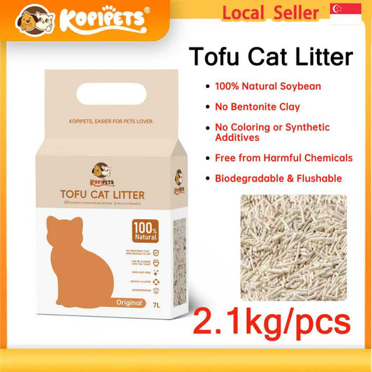 Kopipets SG No.1 Safest 100% Natural Tofu Cat Litter 2.1kg Hypo 1.5 mm Soya Pellets Dust-Free Flush