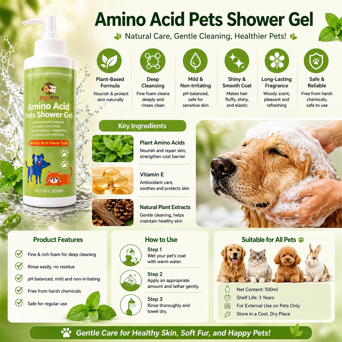 Kopipets Amino Acid Pets Shower Gel 500ml