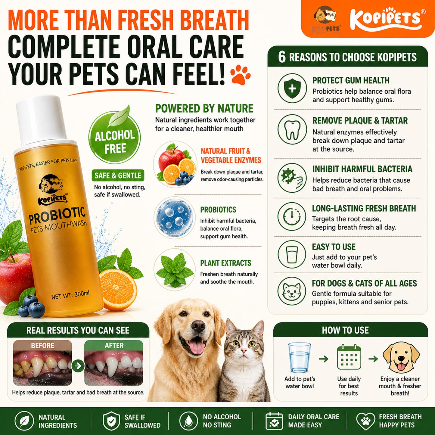 Kopipets Probiotic Mouthwash Water 300ml