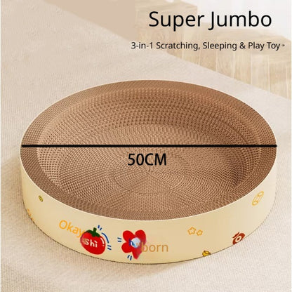 Kopipets Round Cat Scratcher Bed | Thickened Corrugated Cardboard Cat Toy | Multi-Functional Scratch, Rest & Play