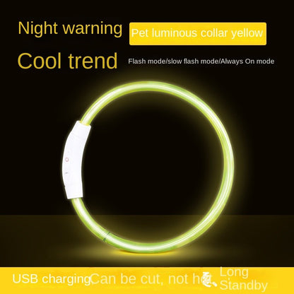 Refillable LED Pet Collar - Glowing Safety Necklace for Dogs & Cats, USB Charging, 10 Color Modes, Adjustable