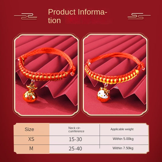 Adjustable Cat Collar with Bell - Soft Knitted Kitten Necklace for Small Dogs, Cute Pet Accessory