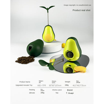 Avocado Wobble Cat Toy - Treat Dispensing Puzzle Ball for Boredom Relief, Self-Play Fun
