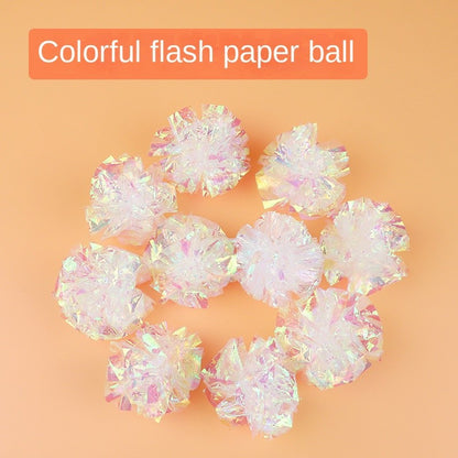 Crinkle Paper Cat Toys Set - Colorful & Sound-Enriched Balls   Teaser Wand for Kittens, Durable & Chew-Proof