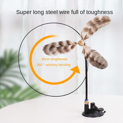 Suction Cup Cat Teaser Wand - Super Strong Stick with Bell & Feathers | Hands-Free OR Handheld Play