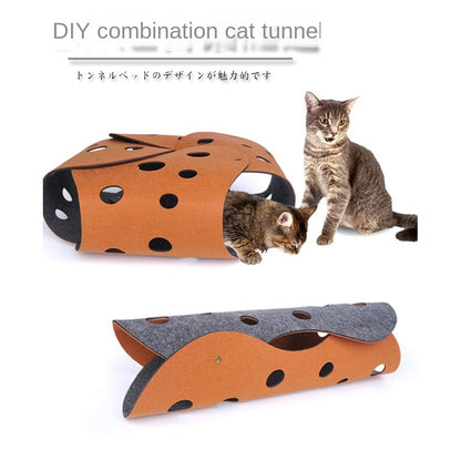 Expandable Cat Tunnel Toy - 4-Season Crawl Tube with Connectable Maze | Interactive Play Tunnel for Indoor Cats
