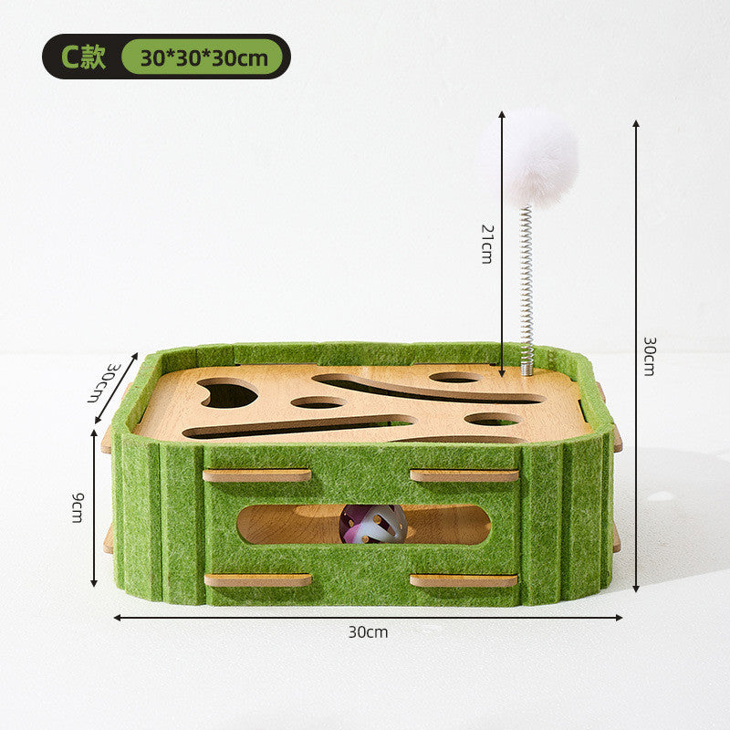Self-Entertaining Cat Toy Set - Interactive Puzzle Box with Rotating Teaser & Scratch Holes | Boredom Relief for Kittens