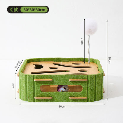 Self-Entertaining Cat Toy Set - Interactive Puzzle Box with Rotating Teaser & Scratch Holes | Boredom Relief for Kittens