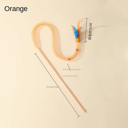 Cat Toy Set with Elastic Rope - Catnip Ball & Feather Teaser Wand | Kitten Teethering Chew Toys