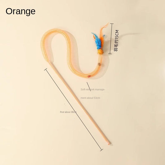 Cat Toy Set with Elastic Rope - Catnip Ball & Feather Teaser Wand | Kitten Teethering Chew Toys