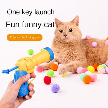 Cat Toy Ball Launcher Gun – Super Elastic EVA Balls (10-Pack) | Fun Shooting & Fetch Game for Indoor Cats