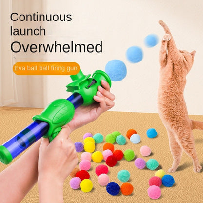 Cat Toy Ball Launcher Gun – Super Elastic EVA Balls (10-Pack) | Fun Shooting & Fetch Game for Indoor Cats