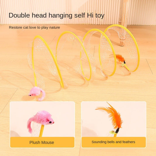 Foldable S-Shape Cat Tunnel Toy - 8-Way Interactive Play Tube with Steel Wire Frame, Self-Entertaining for Indoor Cats