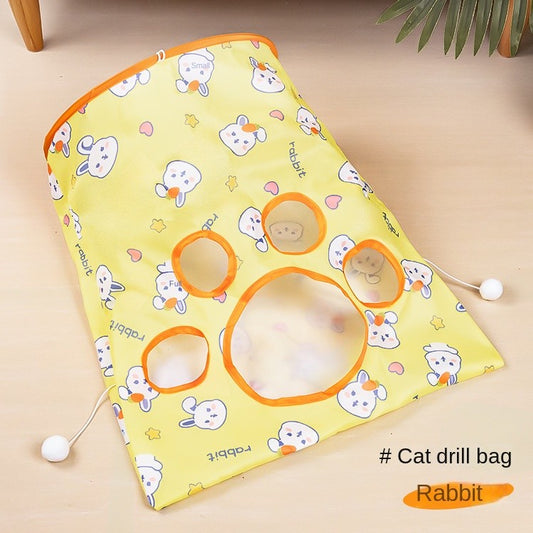 Crinkle Paper Cat Tunnel - Foldable Play Tube with Interactive Toys (Self-Entertainment)