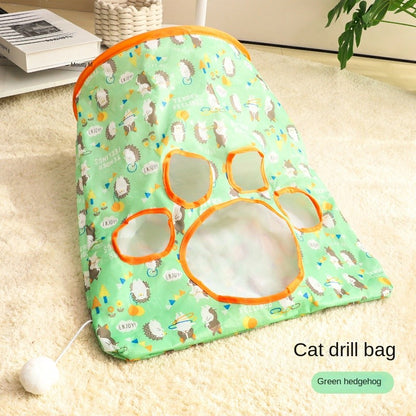 Crinkle Paper Cat Tunnel - Foldable Play Tube with Interactive Toys (Self-Entertainment)
