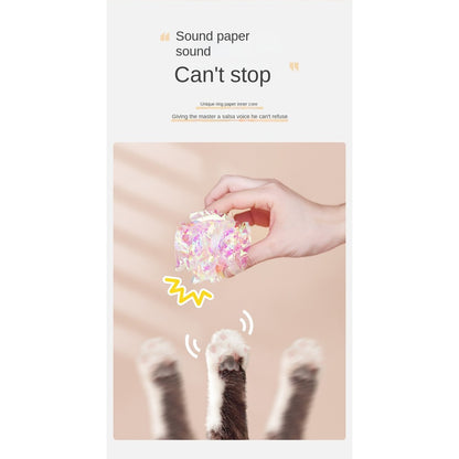 Crinkle Paper Cat Toys Set - Colorful & Sound-Enriched Balls   Teaser Wand for Kittens, Durable & Chew-Proof