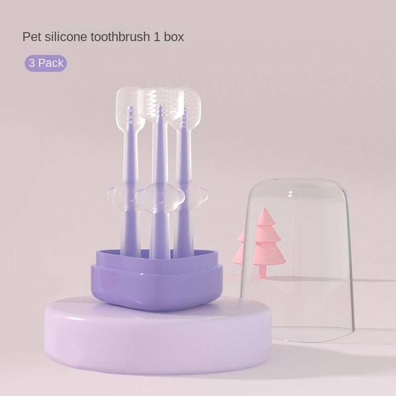 Pet Toothbrush & Toothpaste Set - Soft Silicone Finger Brush for Cats & Small Dogs, Dental Care Kit