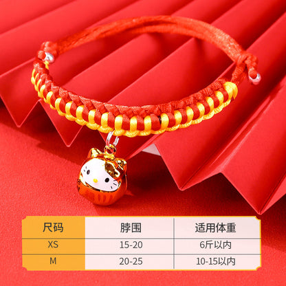 Adjustable Cat Collar with Bell - Soft Knitted Kitten Necklace for Small Dogs, Cute Pet Accessory
