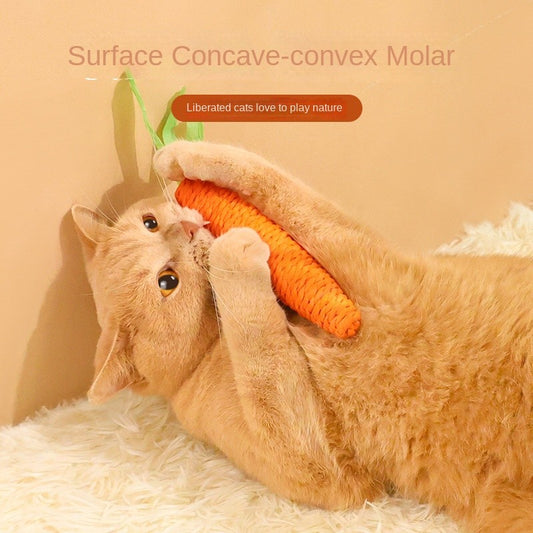 Carrot Cat Chew Toy – Self-Play & Boredom Buster for Kittens | Durable Paper Rope for Scratching, Biting & Teething